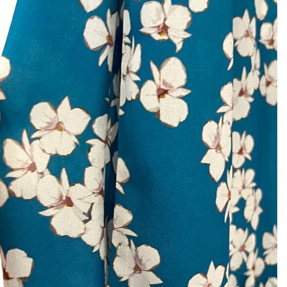 Borgo De Nor Teodora Crepe Dress Bouquet Blue White Flutter Sleeve Maxi Size 2 - Picture 8 of 14